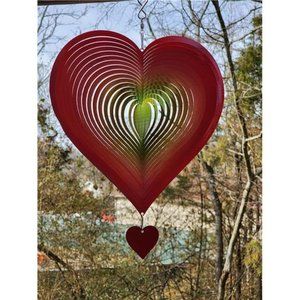 Spinner Red-Yellow Gradient Love Heart | 3D Metal Hanging Wind 8"W x 8"H